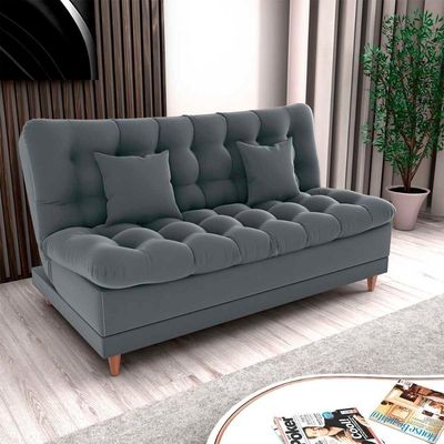 Sofá Cama 3 Lugares Casal Confortável 1,85 Larg Duda Matrix Veludo Cinza