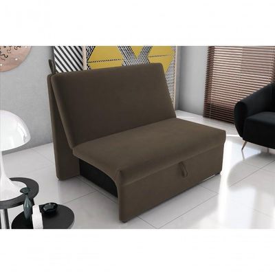 Sofá Cama 2 Lugares Compacro Sem Braço 115 Larg Malu Matrix Suede Capuccino