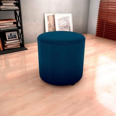 Puff Banqueta Redondo Luxo Copenhage Matrix Veludo Azul