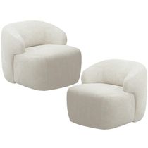Kit 02 Poltronas Decorativa Fixa Orgânica Para Sala Living Barolo L06 Bouclê Off White - Gtdnexxus