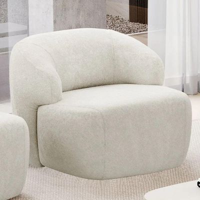Kit 02 Poltronas Decorativa Fixa Orgânica Para Sala Living Barolo L06 Bouclê Off White - Gtdnexxus
