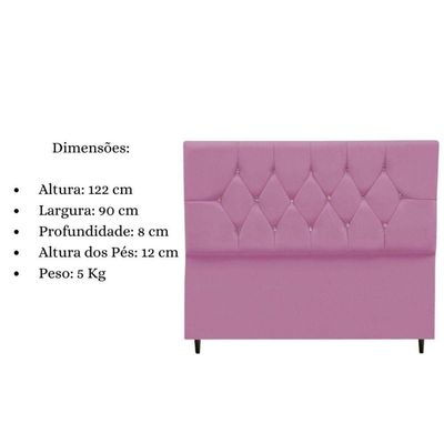 Cabeceira Cama Box Solteiro 90 Cm Aurora Suede Rosa