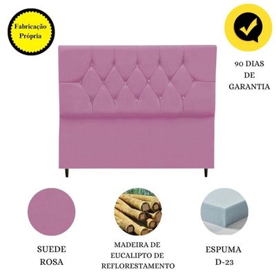 Cabeceira Cama Box Solteiro 90 Cm Aurora Suede Rosa