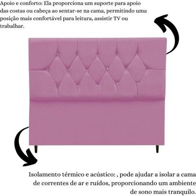 Cabeceira Cama Box Solteiro 90 Cm Aurora Suede Rosa