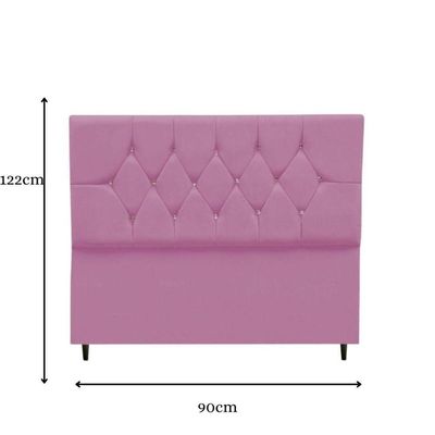 Cabeceira Cama Box Solteiro 90 Cm Aurora Suede Rosa