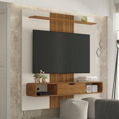 Painel Suspenso Tv 65 Pol 159 Cm Lisboa Bechara Off White Naturalle