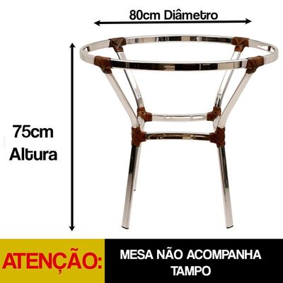 6 Cadeiras Alumínio E Mesa S/tampo Varanda Jardim Piscina Tabaco