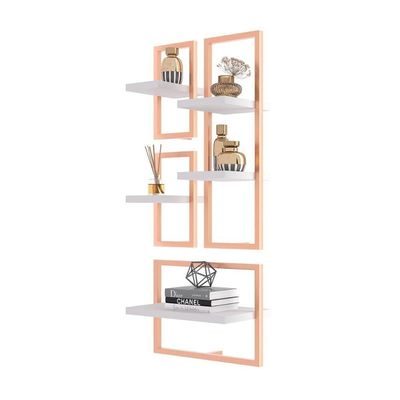 Conjunto 5 Prateleiras Industrial Branco-cobre - Pleno