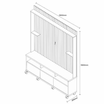 Estante Home Tvs 60 4 Portas Absoluto Naturalle E Off Ripado Carmolar