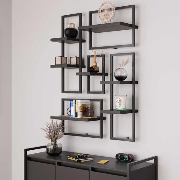 Conjunto 7 Prateleiras Industrial Preto - Pleno