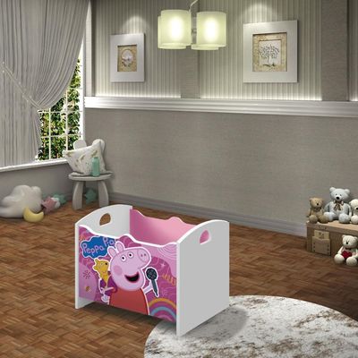 Caixa Baú Organizadora De Brinquedos Infantil Mdf Luna Rosa