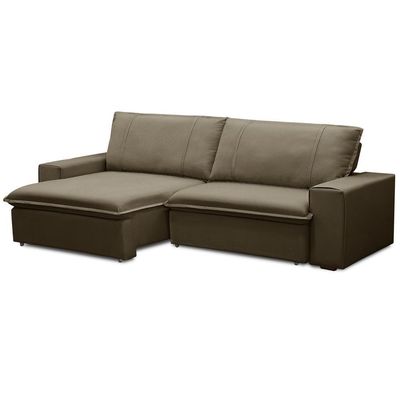Sofá Retrátil Reclinável Para Sala 3 Lugares 250cm Varsov F04 Veludo Amêndoa - Lyam Decor