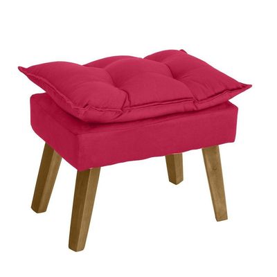 Kit 02 Poltrona Cadeira e Puff Glamour Com Pés Quadrado vermelho
