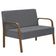 Poltrona 2 Lugaress Jade Braço Madeira Suede Grafite.