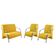Poltrona Braço Alumínio Kit 3 Peças Sala Suede Amarelo