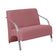 Poltrona 2 Lugares Vênus Braço Alumínio Suede Rosa.