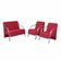 Conjunto Poltronas Vênus Pés Alumínio Suede Vermelho.