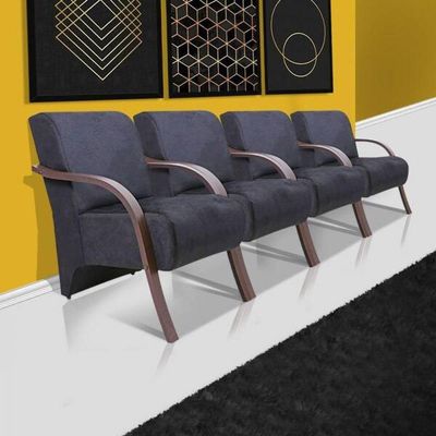 Kit 4 Poltronas Vênus 1 Lugar Suede Grafite
