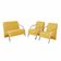 Conjunto Poltrona Vênus Braço Alumínio Suede Amarelo