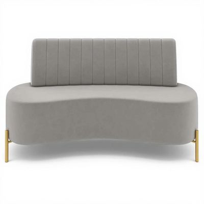 Sofá 2 Lugares 160cm Pés Aço Dourado Tamar Veludo Cinza Z08 - Mpozenato