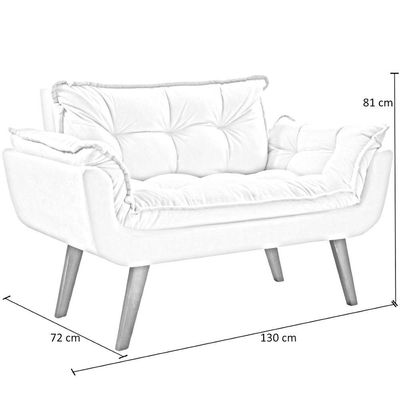 Poltrona Namoradeira Opalla Suede Base Palito Azul Bic
