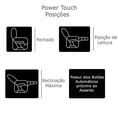 Poltrona Reclinável Elétrica Power Touch Couro Preto