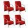 Kit 4 Poltronas 1 Lugar Sevilha Braço Pé Alumínio Vermelho