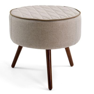 Poltrona Decorativa Com Puff Sala De Estar Pés Palito