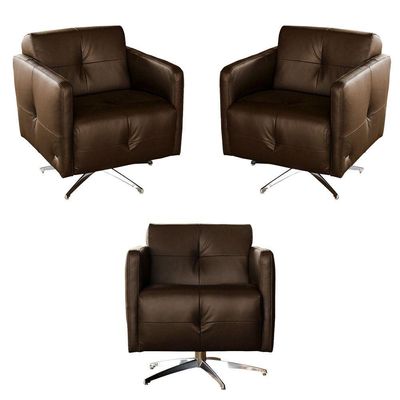 Kit 3 Poltronas Giratória Astana Couro Capucino