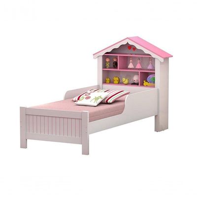 Cama Casinha Com Nichos Princesa Rosa Com Colchão Vitamov