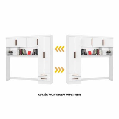 Guarda Roupa Modulado Com Cama Paris 5 Portas 2 Gavetas