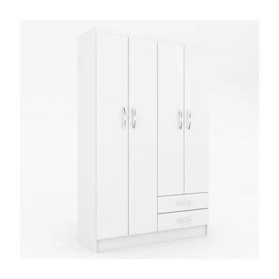 Guarda-roupa Solteiro 4 Portas 2 Gavetas Atalaia - Branco Branco