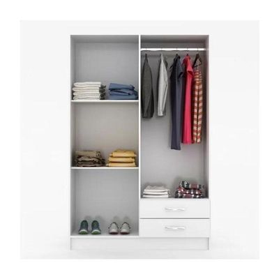 Guarda-roupa Solteiro 4 Portas 2 Gavetas Atalaia - Branco Branco