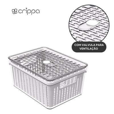 Organizador de Geladeira com Cesto Escorredor 2,3L Pequeno Frutas Legumes Crippa