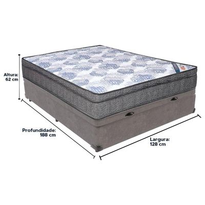 Cama Box Baú Bege Ortobom Colchão Iso Molas E Pillow Viúvo Cor:cinza