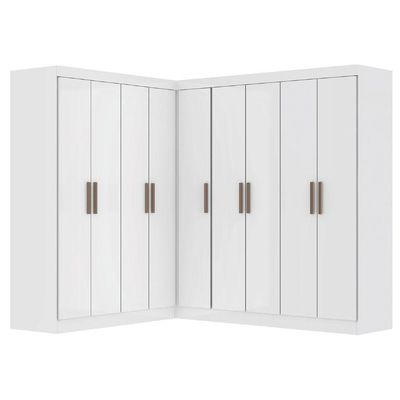 Guarda Roupas Modulado De Canto Madrid Com 9 Portas Maxel Branco