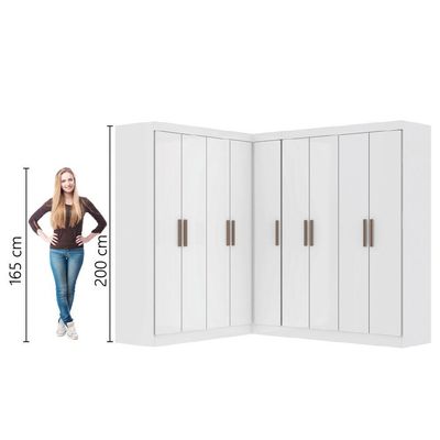 Guarda Roupas Modulado De Canto Madrid Com 9 Portas Maxel Branco