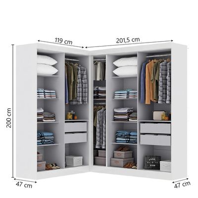 Guarda Roupas Modulado De Canto Madrid Com 9 Portas Maxel Branco