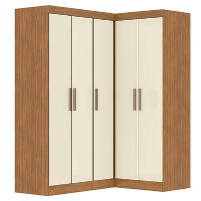 Guarda Roupas Modulado De Canto Madrid Com 5 Portas Maxel Madeirado/off White