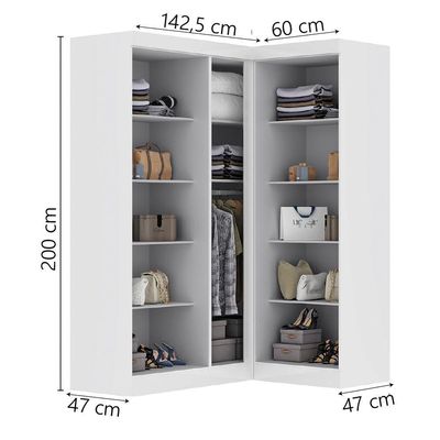 Guarda Roupas Modulado De Canto Madrid Com 5 Portas Maxel Branco