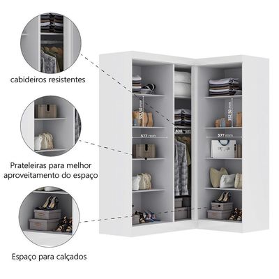 Guarda Roupas Modulado De Canto Madrid Com 5 Portas Maxel Branco