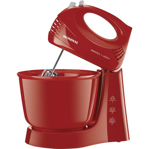 Batedeira de Mesa Mondial Pratica B44R 400W 3 Velocidades Vermelha 127V 127V