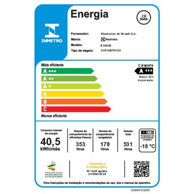 Geladeira Electrolux Frost Free Inverter 531L Efficient AutoSense Side by Side Vidro Preto (ES5GB) 127V