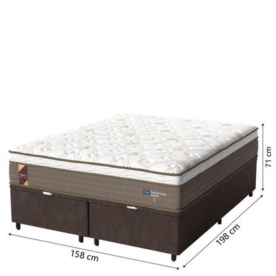 Cama Box Baú Casal Queen Colchão Molas Suede Marrom/Branco