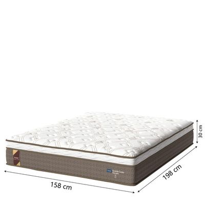Cama Box Baú Casal Queen Colchão Molas Suede Marrom/Branco