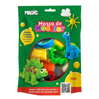Kit Massa de Modelar EVA Magic Kids Dino 6 Cores
