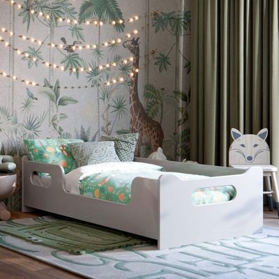 Cama Infantil Com Grade Proteção E Colchão Cinza