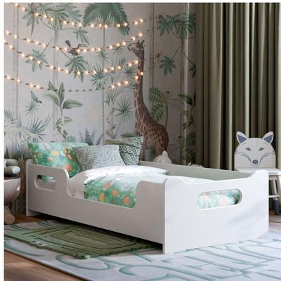 Cama Infantil Com Grade Proteção E Colchão Branco