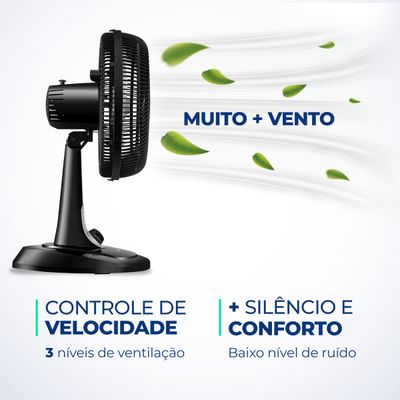 Ventilador de Mesa 30cm Turbo Mondial Preto/Prata 60W VT-30-NB 127V