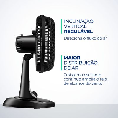 Ventilador de Mesa 30cm Turbo Mondial Preto/Prata 60W VT-30-NB 127V